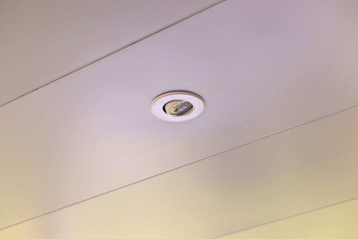 Recessed LED light flush-mounted in an Undercover Systems ceiling