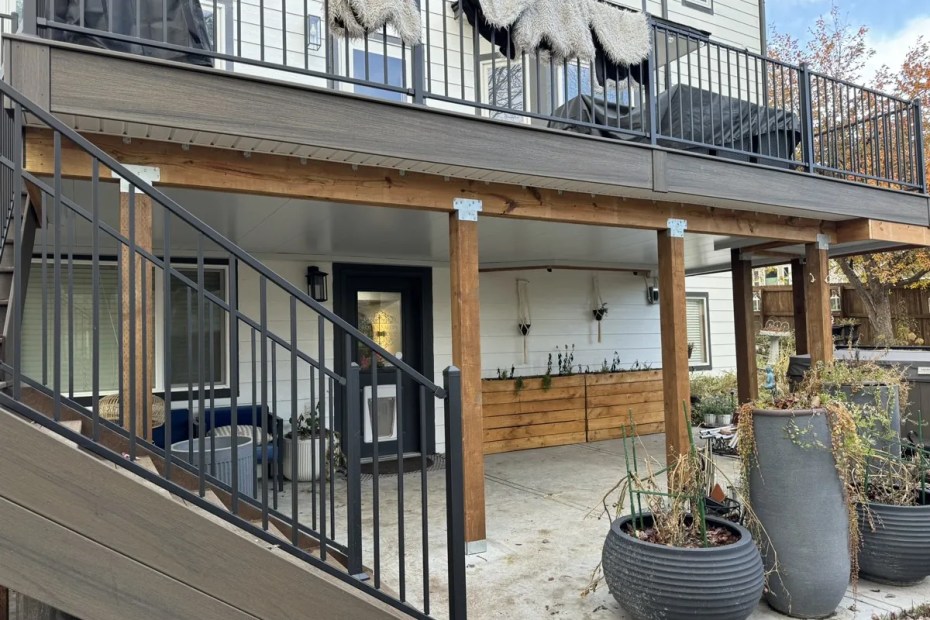 Custom underdeck living space with outdoor kitchen in Castle Rock, CO