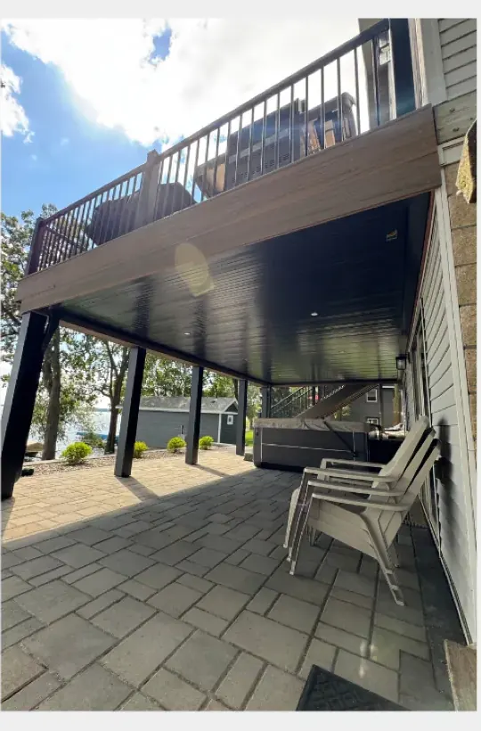After: Beadboard Black underdeck ceiling, finished install in Colorado