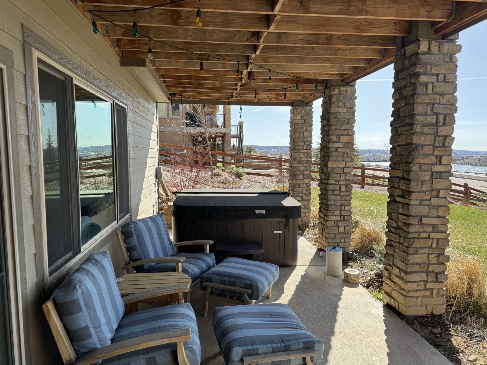 Before: open underside of deck with no ceiling